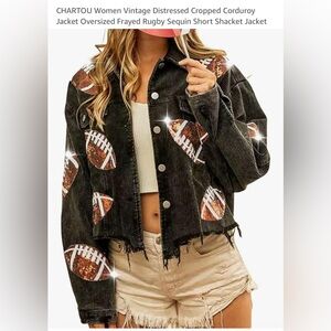 NWT! Cropped jacket with sequin footballs